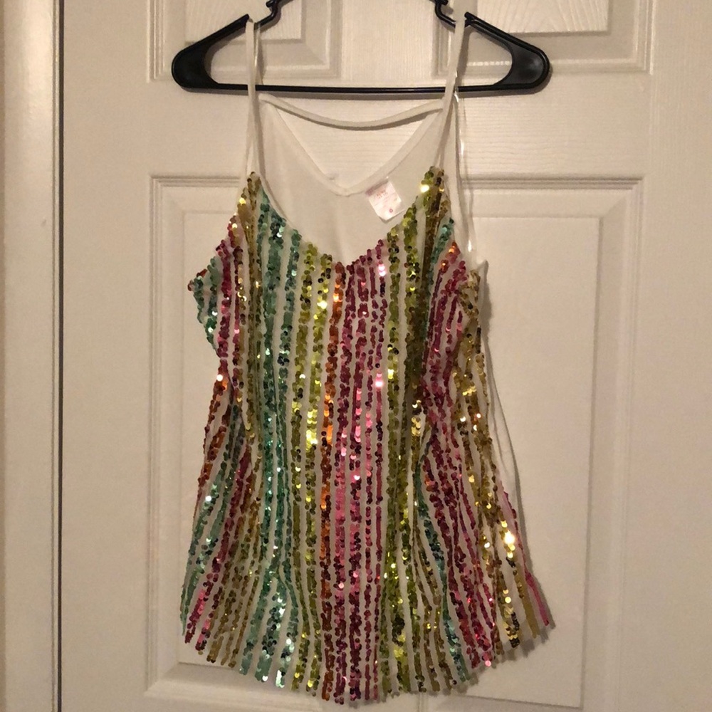 Rainbow Sequin Tank Top